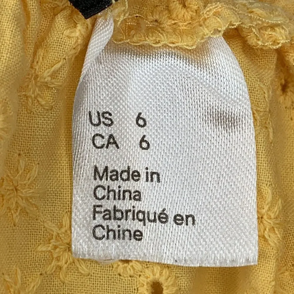 Divided by H&M Crop Top Short Sleeve Eyelet Marigold Size 6 - Picture 9 of 9
